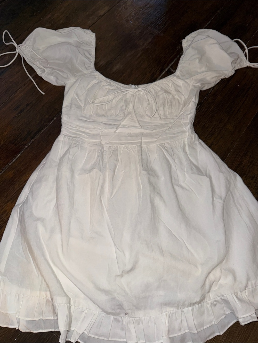 Hello Molly White Puff-Sleeve Mini Dress